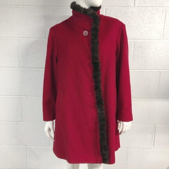 Fleurette Jackets & Blazers - Womens FLEURETTE Red Loro Piana Wool Mink Trimmed